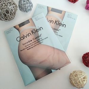 Calvin Klein VINTAGE Hosiery Invisible Control NOS x 2 pairs Sz B